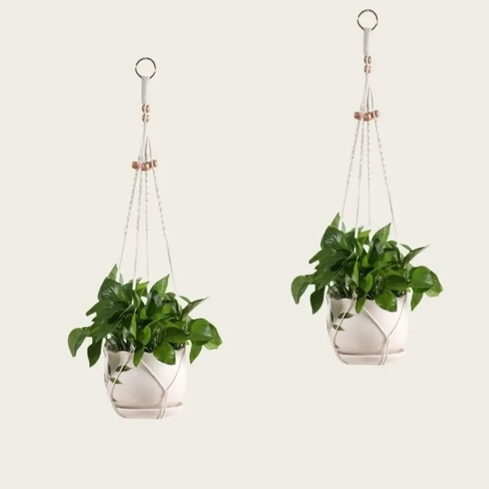 2Pcs Handmade macrame Plant Hangers Plant Pot Hanging Racks Flower Basket